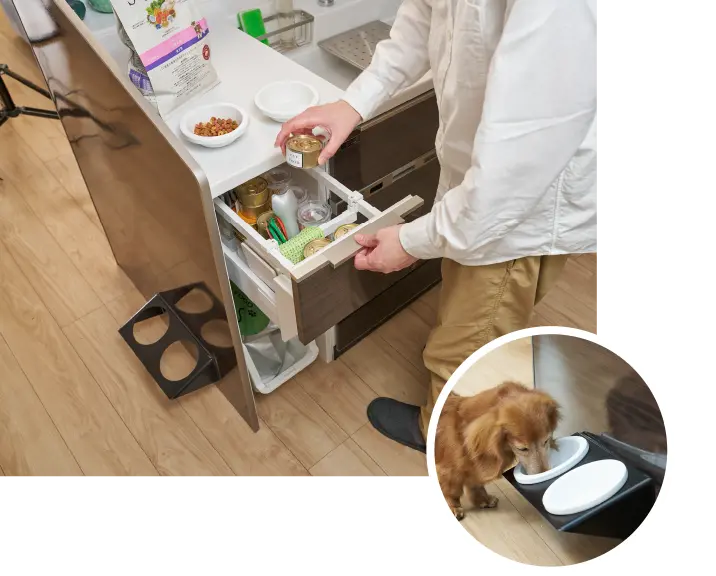 与人用备餐区分开的宠物食物准备位置