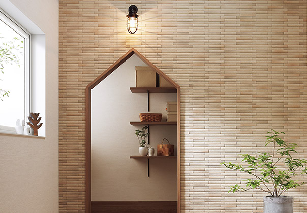 LIXIL ECOCARAT PLUS Calm Wood 玄关墙面案例