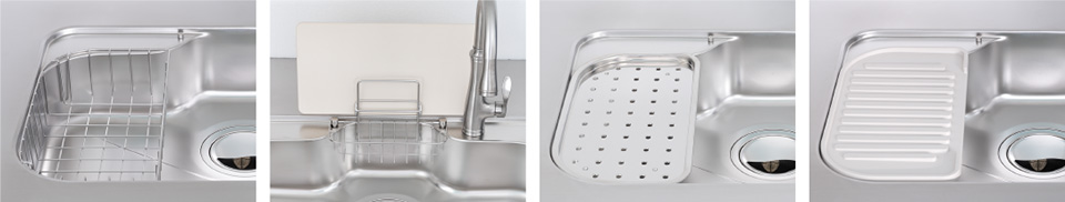 TOYOURA Advance Sink 的砧板、沥水板与网篮配件